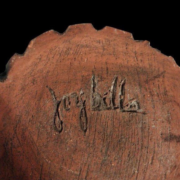 Signed Art Pottery Vase Earthy Green & Brown Glaze With Abstract Design - Picture 6 of 8